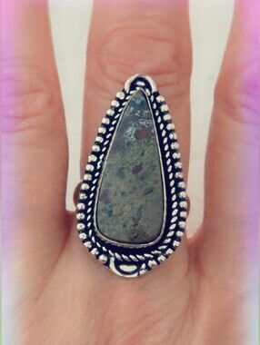 Adjustable Gemstone Statement Ring Overlay Sterling Silver Plated